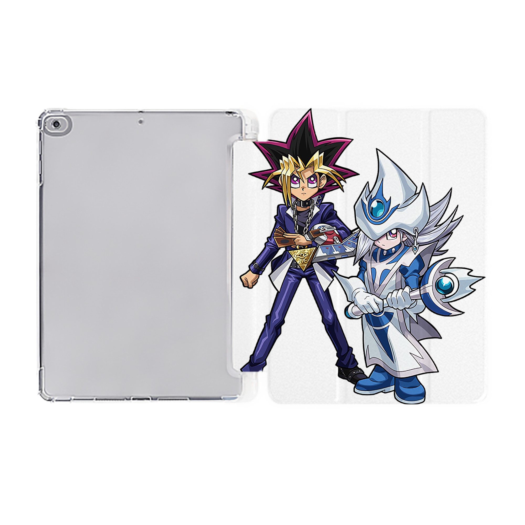 （画像用） 遊☆戯☆王 Yu-Gi-Oh! IPad ケース ペン収納付き 三つ折りスタンド PUレザー×シリコン 対応機種9.5/10.5/10.9インチ